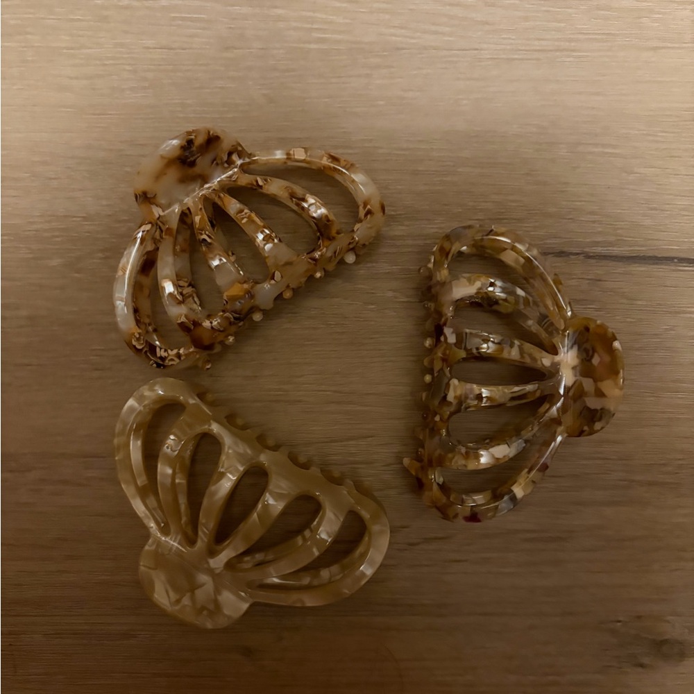 Set of Three Brown Hair Clips